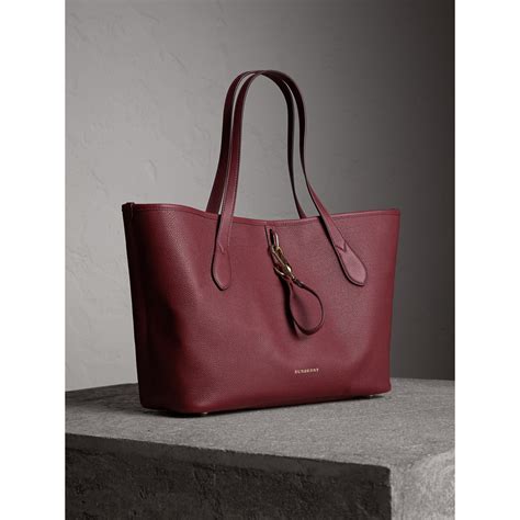 burberry medium grainy leather tote bag mahogany red inside